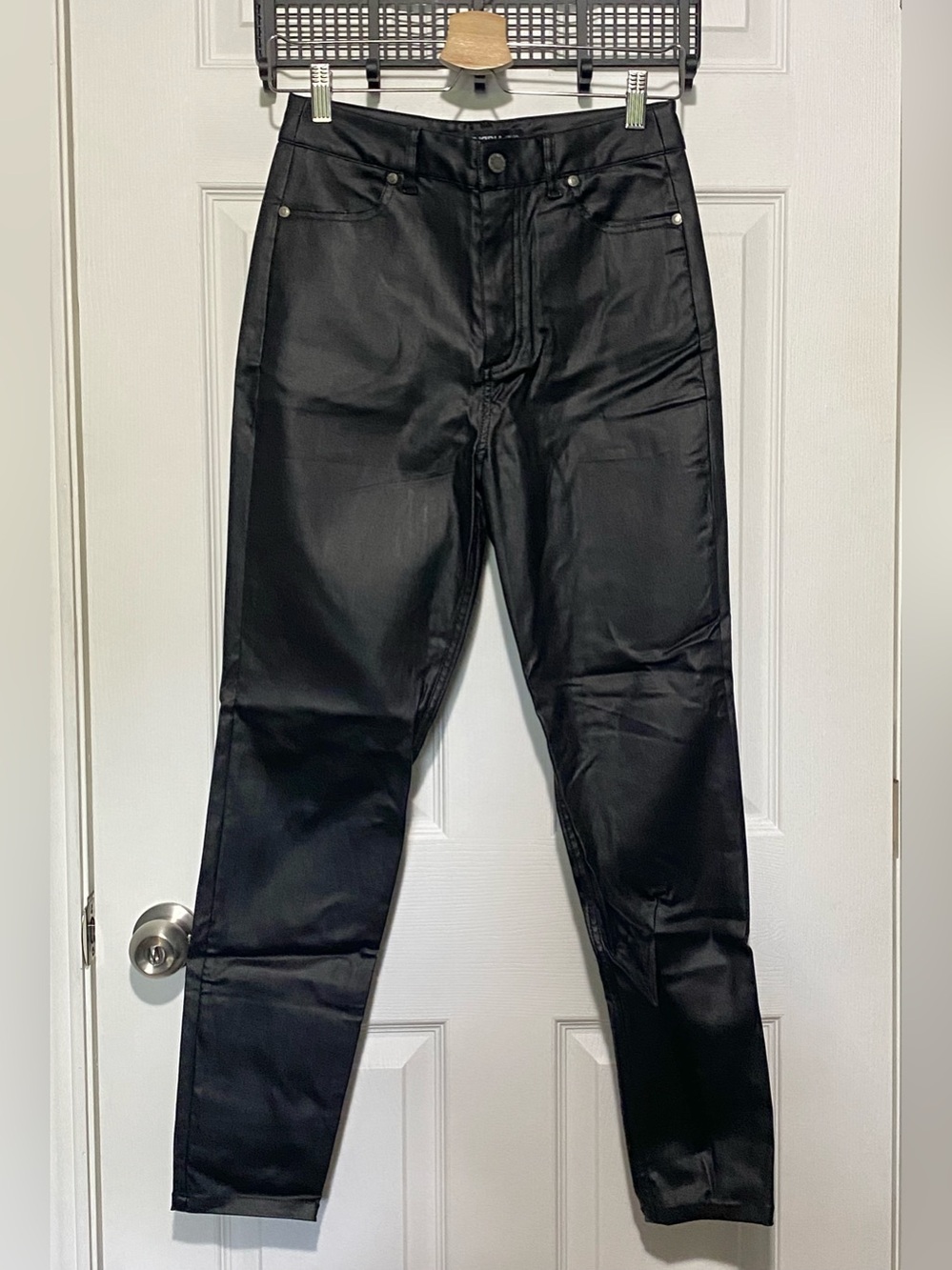 Disturbia Black Coated Skinny Pants